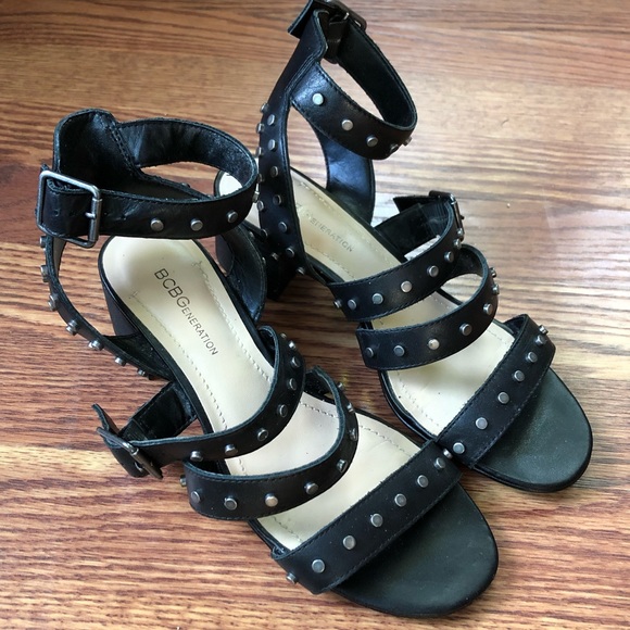 BCBGeneration Shoes - BCBGeneration Black Leather Studded Sandals